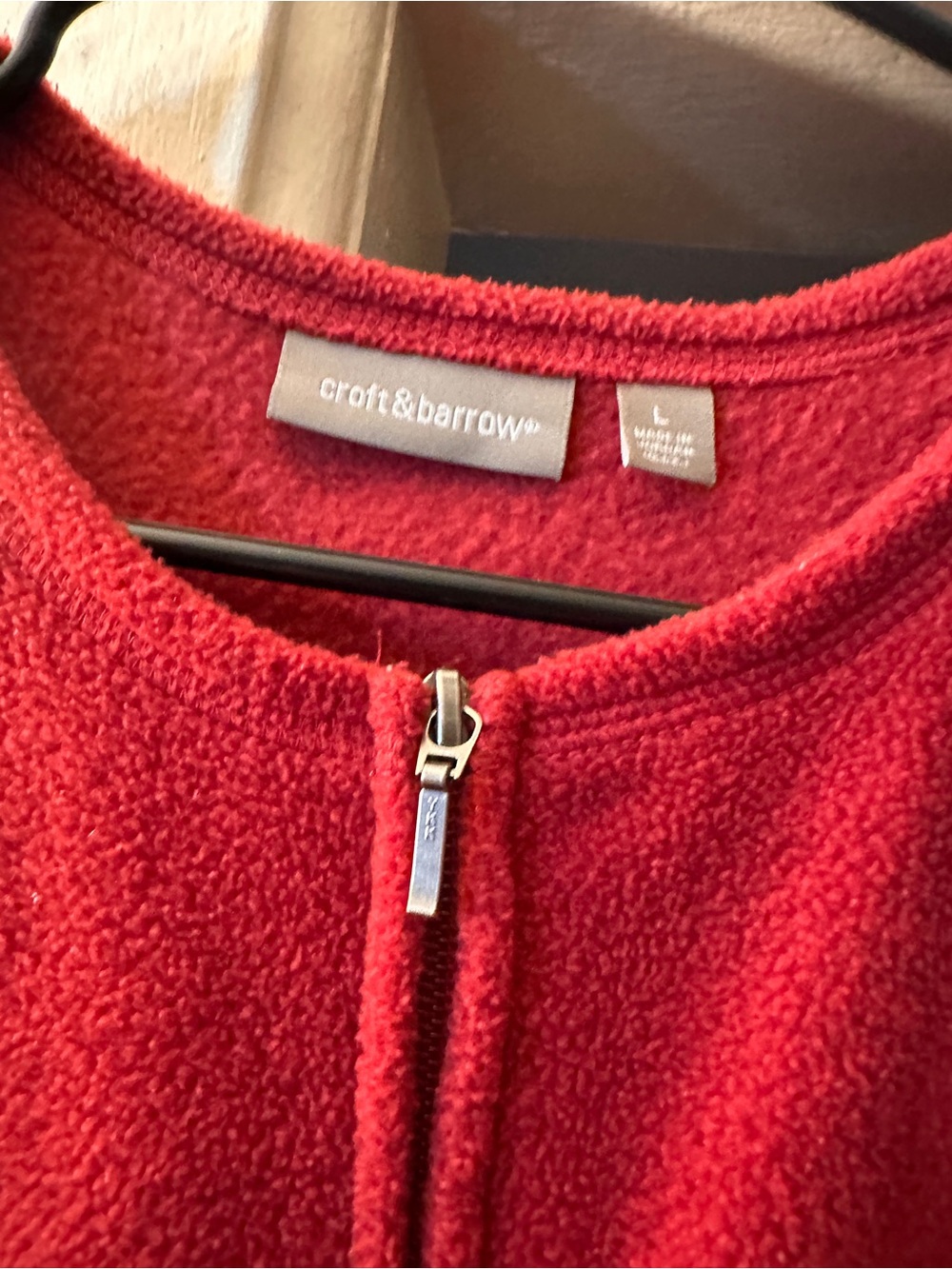 croft & barrow Red Zip-Front Crew Neck Sweater